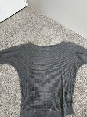 Express Gray Scoop-Neck Short Sleeve Knit Sweater